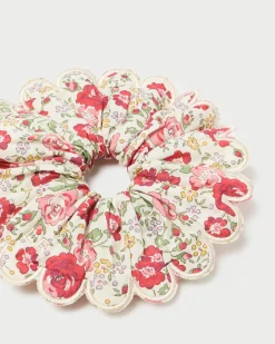 Frankie Red Floral Scallop Scrunchie