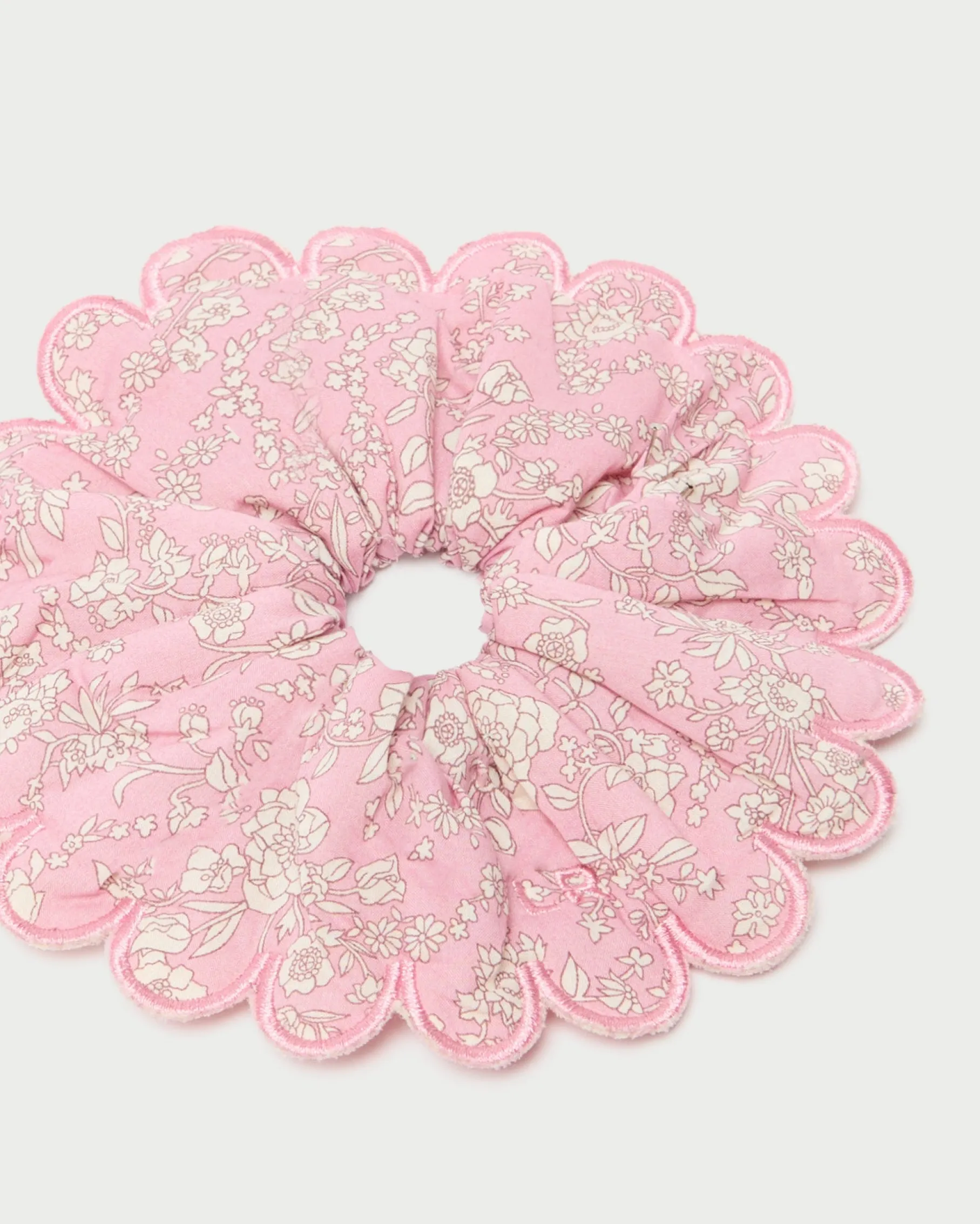 Frankie Red Floral Scallop Scrunchie