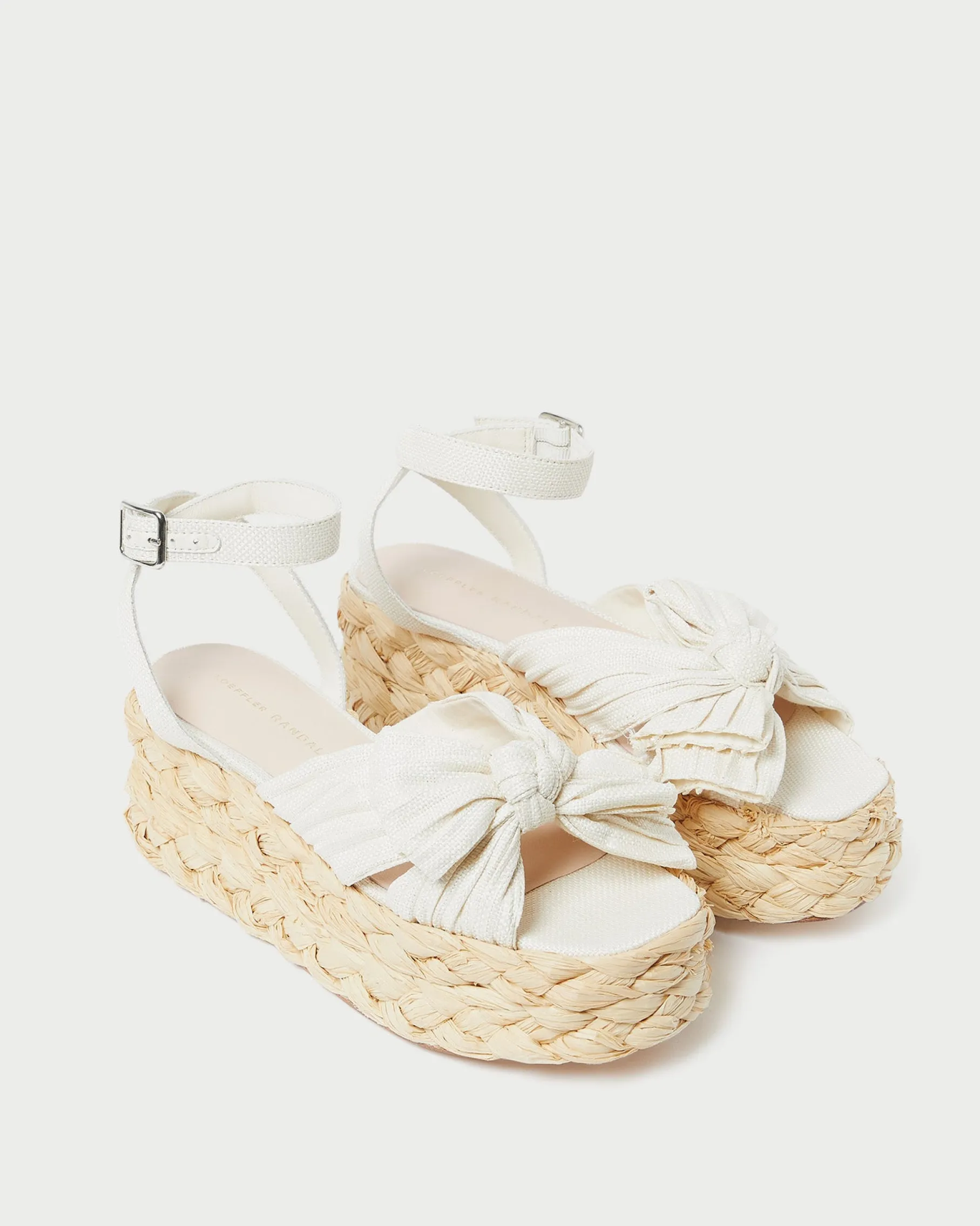 Gaby White Pleated Bow Espadrille