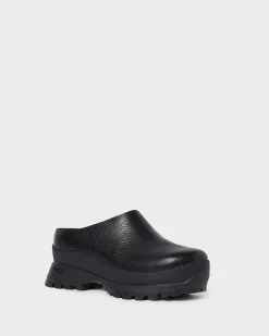 Gemma Black Leather Lug Mule