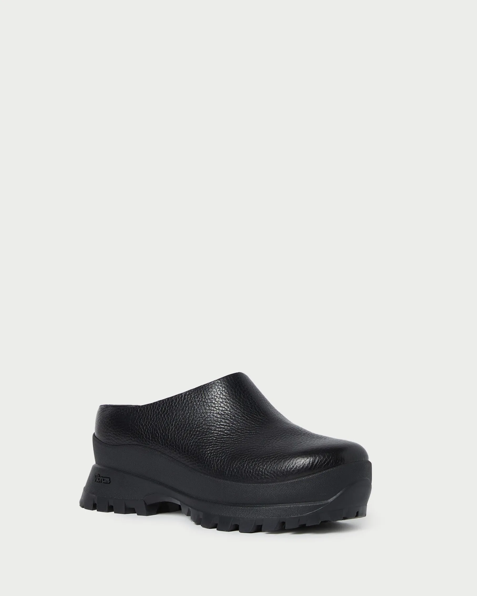 Gemma Black Leather Lug Mule