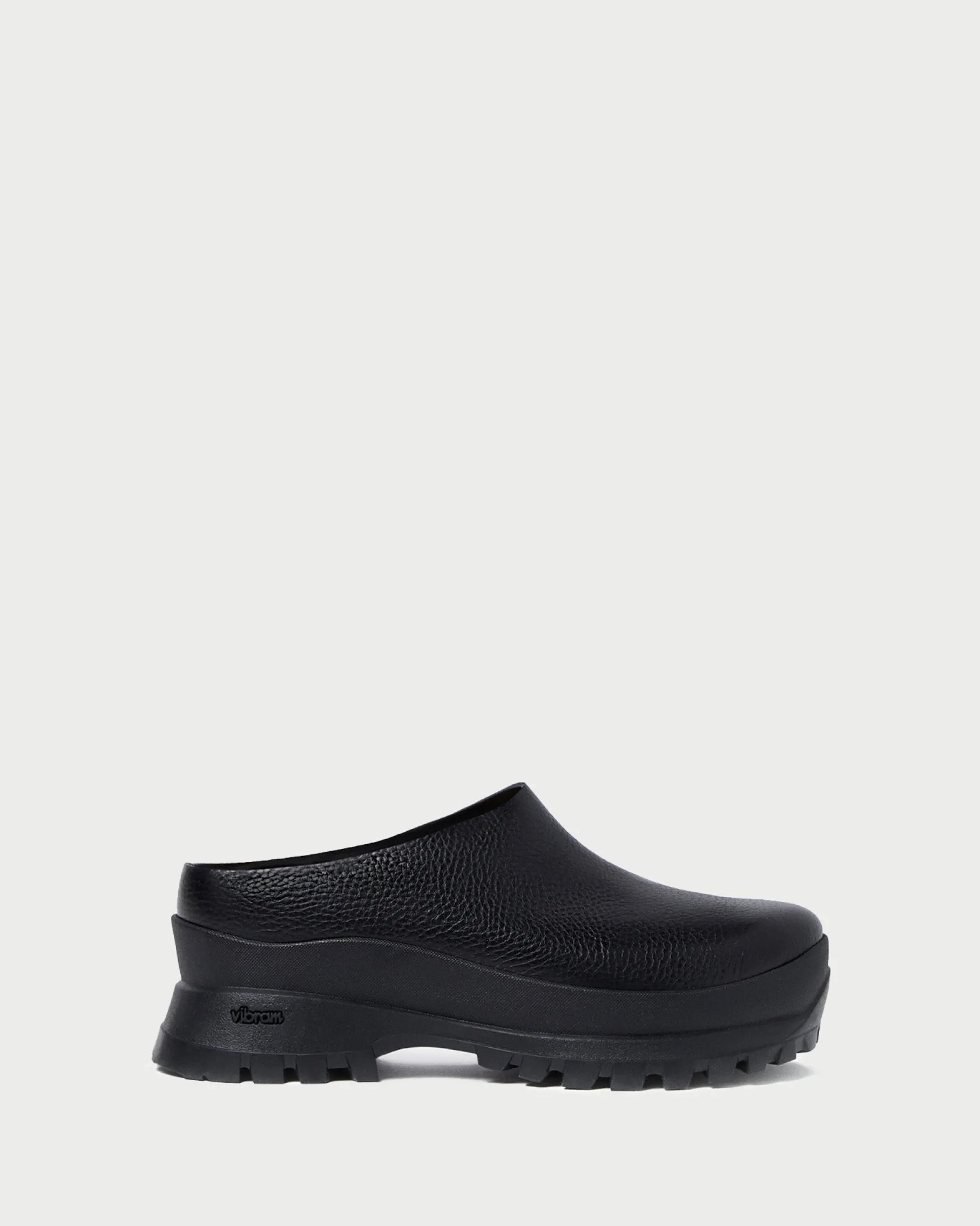 Gemma Black Leather Lug Mule