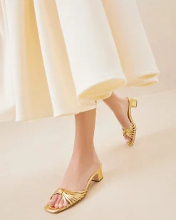 Hazel Gold Leather Knot Mule