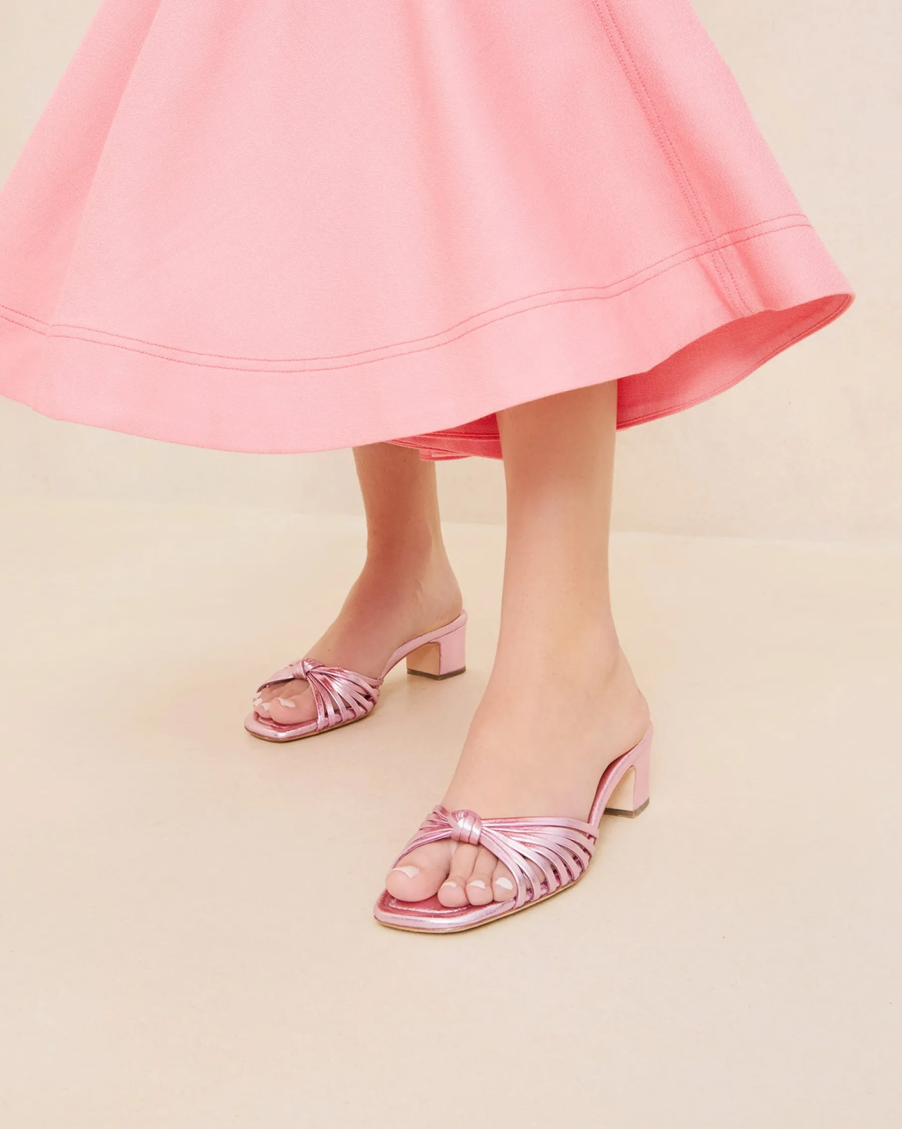 Hazel Gold Leather Knot Mule