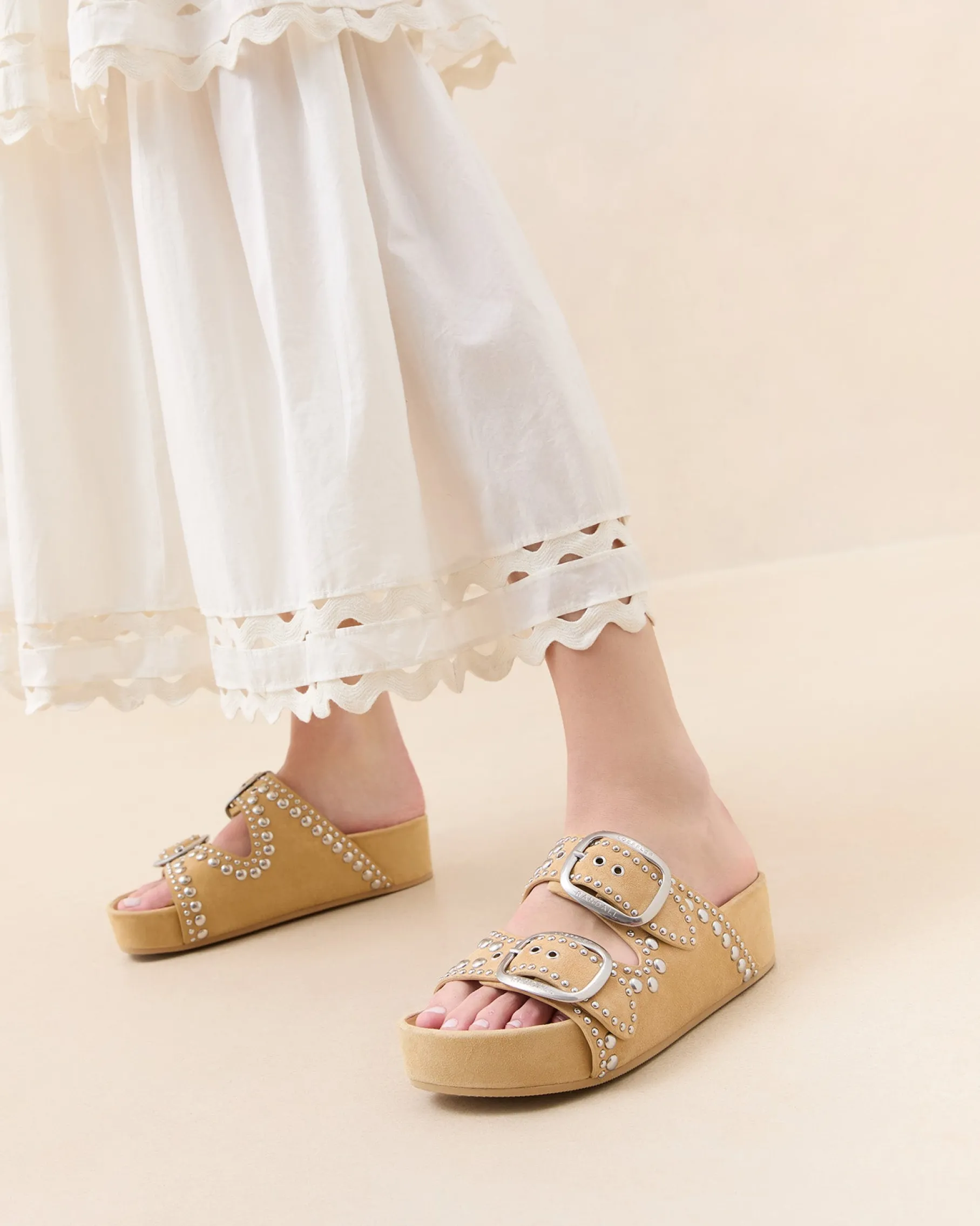 Jack Saffron Suede Studded Sandal