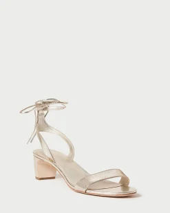Jackie Champagne Mid Heel Sandal