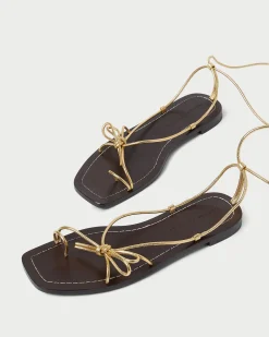 Jude Gold Leather Flat Sandal
