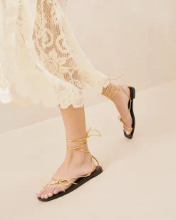 Jude Gold Leather Flat Sandal