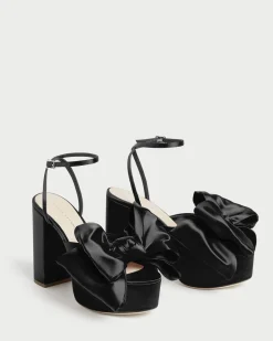 Kiki Black Satin Platform Sandal