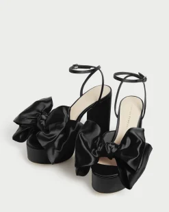 Kiki Black Satin Platform Sandal
