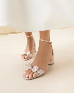 Kimora Champagne Pleated Bow Heel