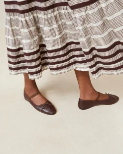 Leonie Chocolate Satin Ballet Flat