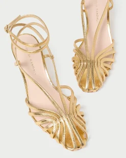Livvy Gold Leather Heeled Sandal
