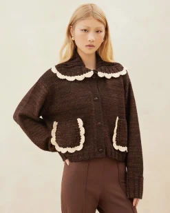 Lo Brown/Cream Collared Cardigan