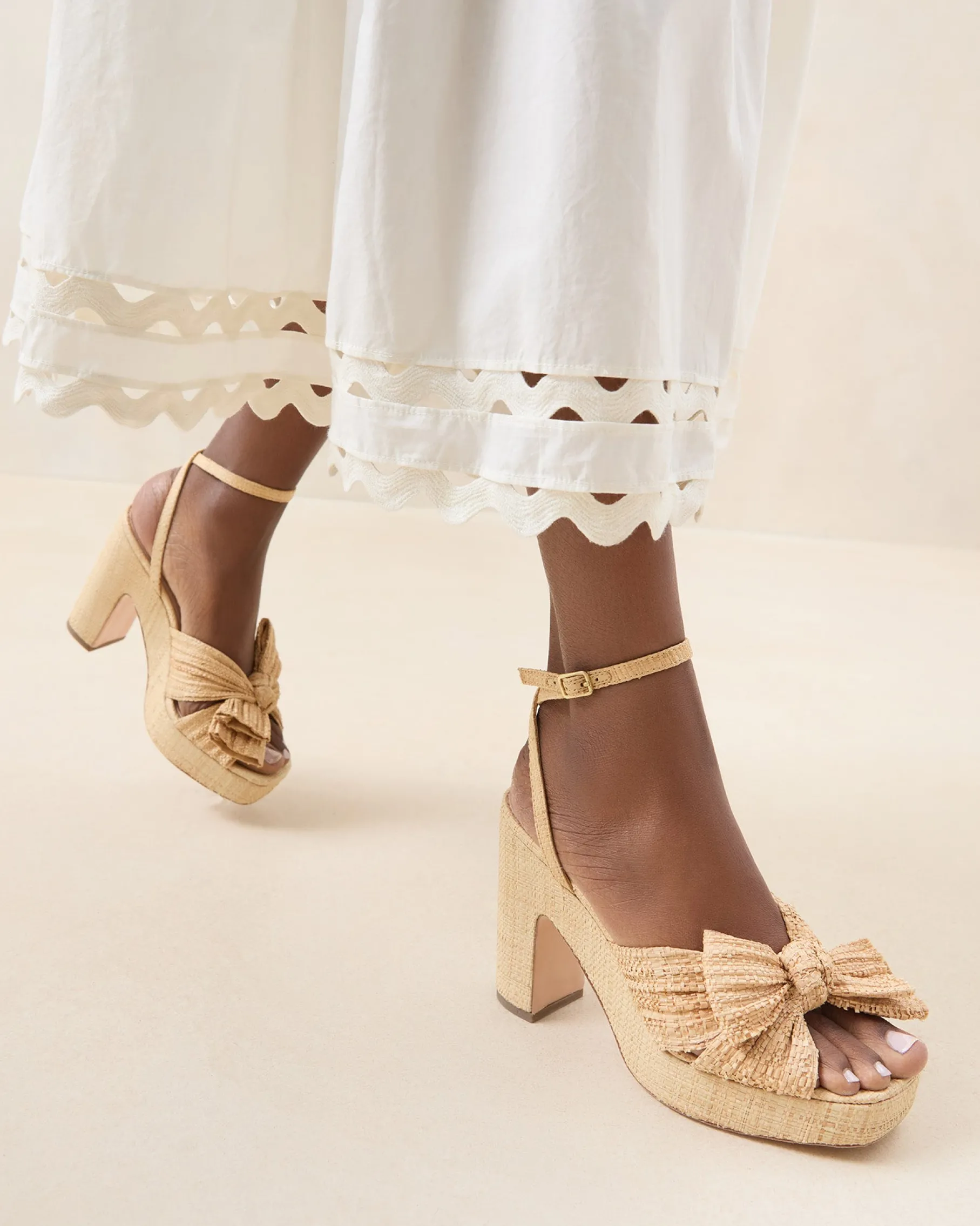 Lucia Natural Pleated Bow Platform