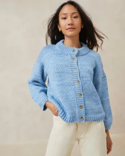 Maddie Sapphire Mock Neck Cardigan