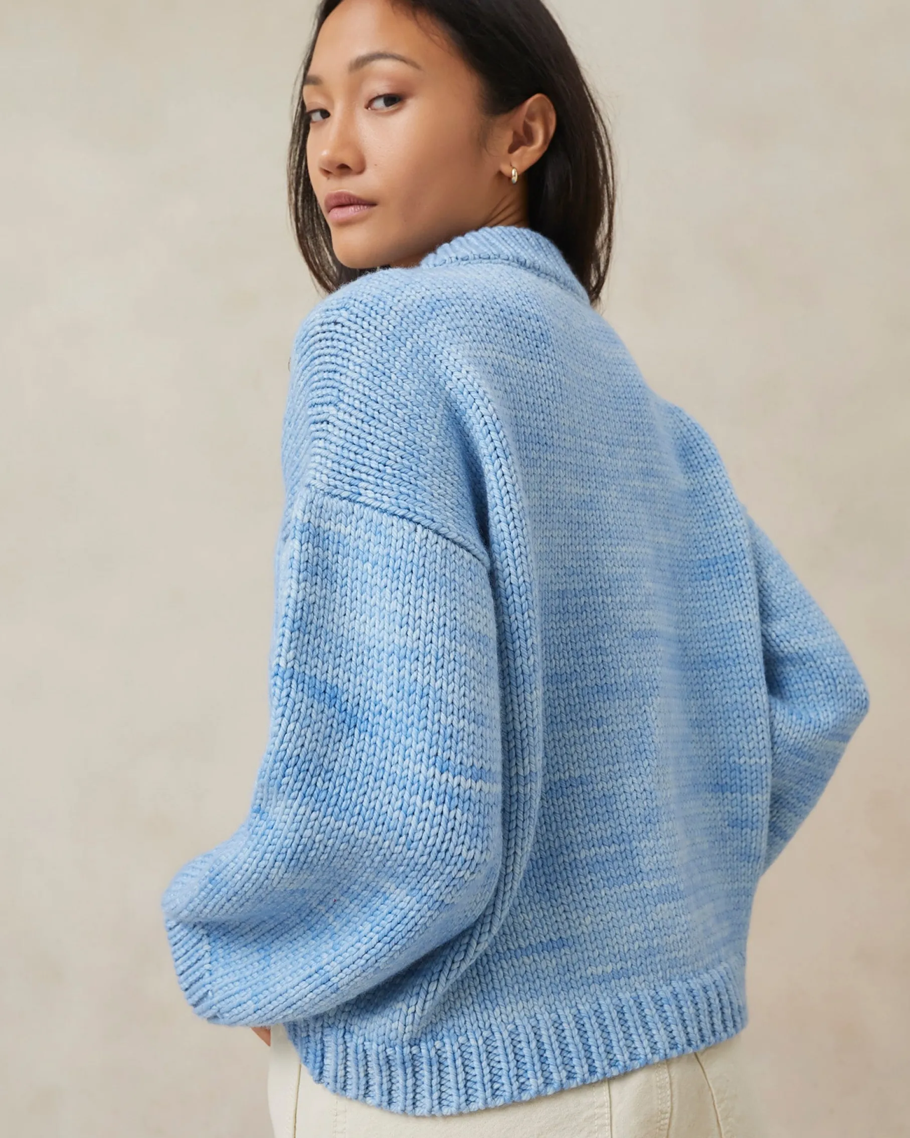 Maddie Sapphire Mock Neck Cardigan