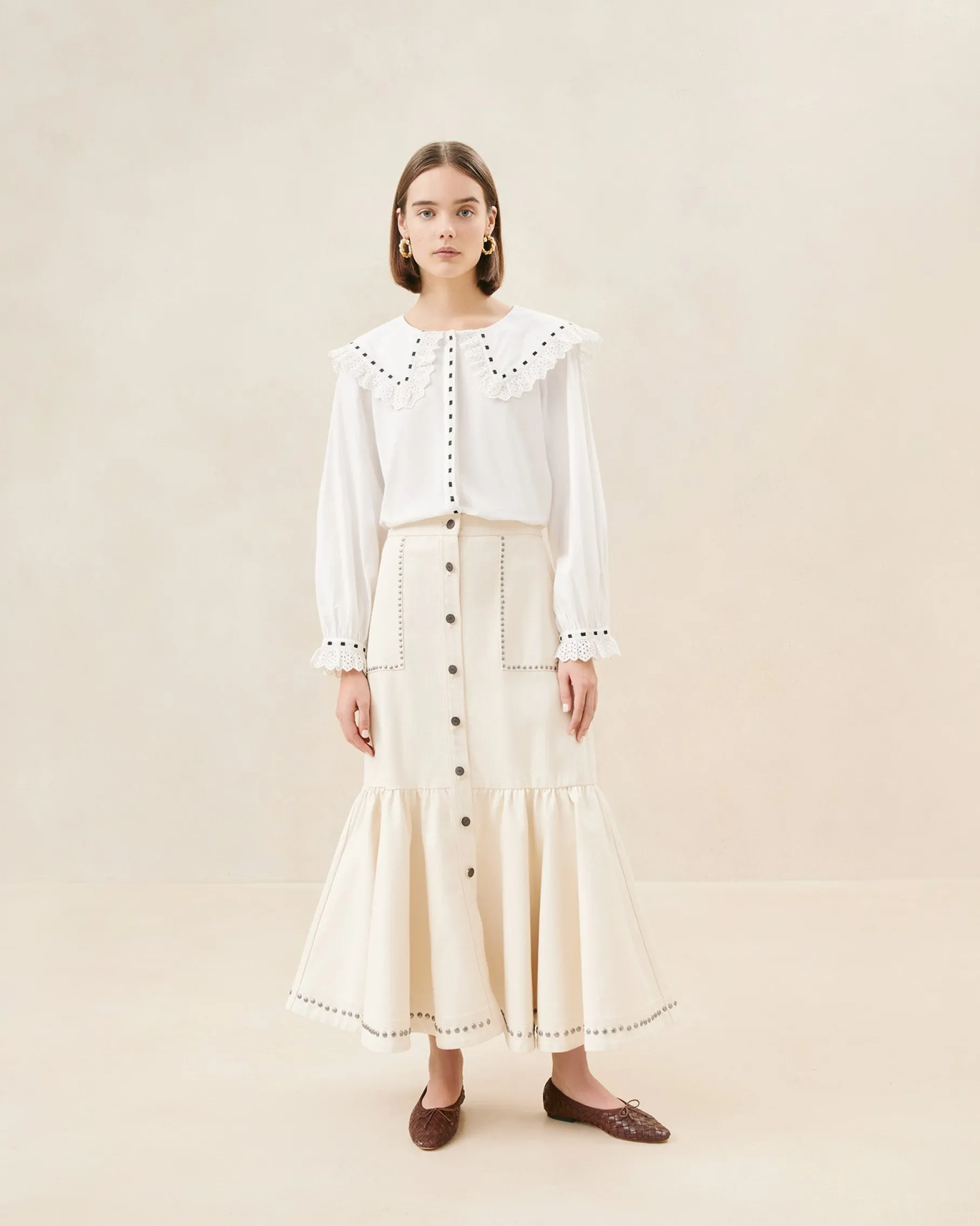 Mateo Watermelon Button-Front Skirt