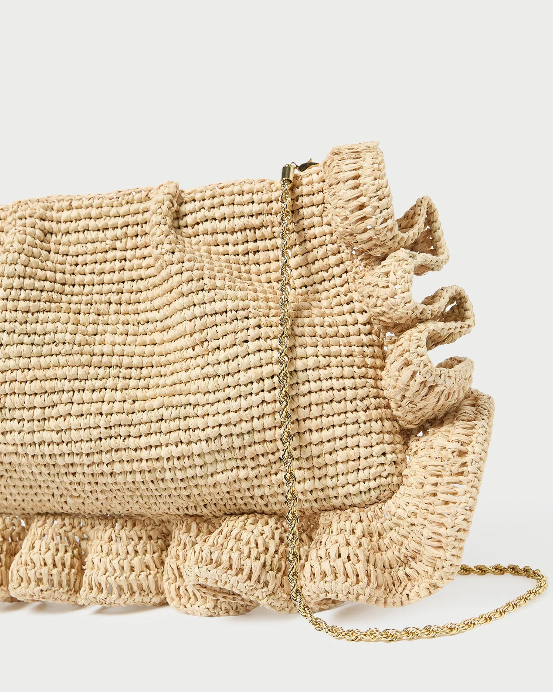Mavis Natural Raffia Ruffle Clutch