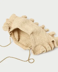 Mavis Natural Raffia Ruffle Clutch
