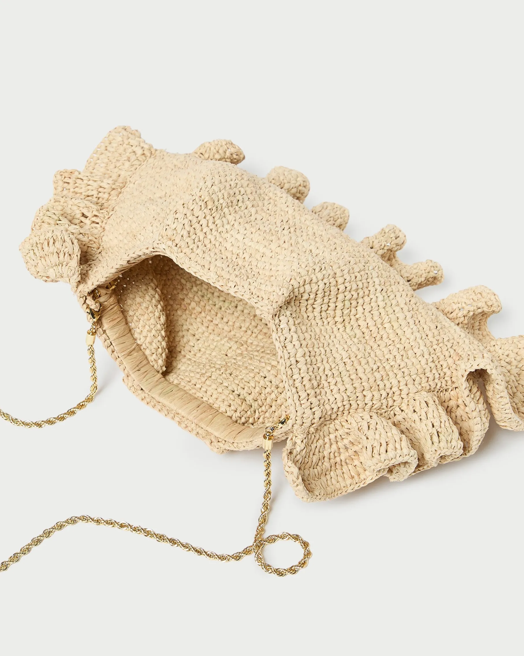 Mavis Natural Raffia Ruffle Clutch