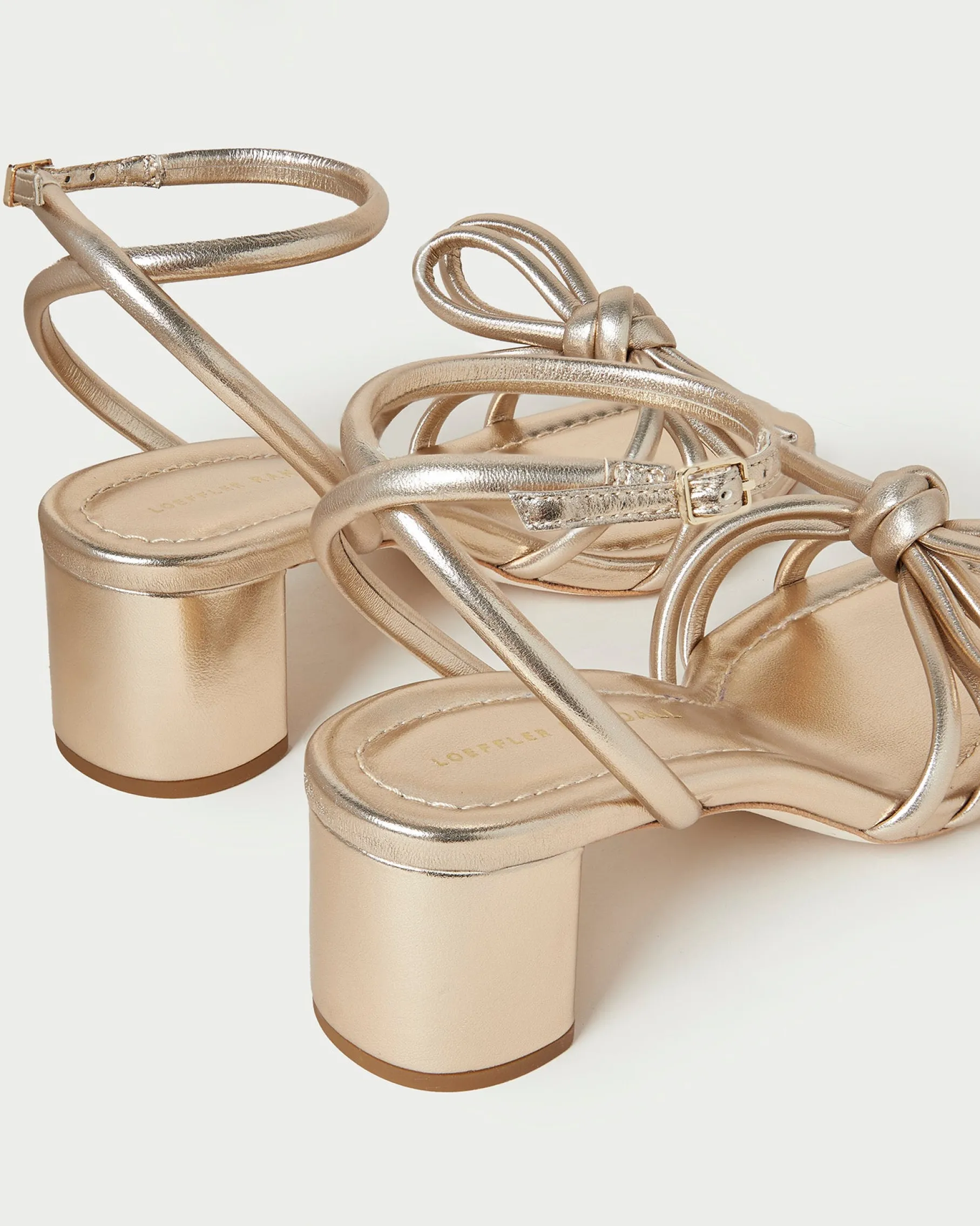 Mikel Champagne Bow Mid-Heel Sandal