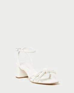 Mikel White Bow Mid-Heel Sandal