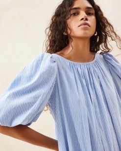 Mimi Blue Puff-Sleeve Dress