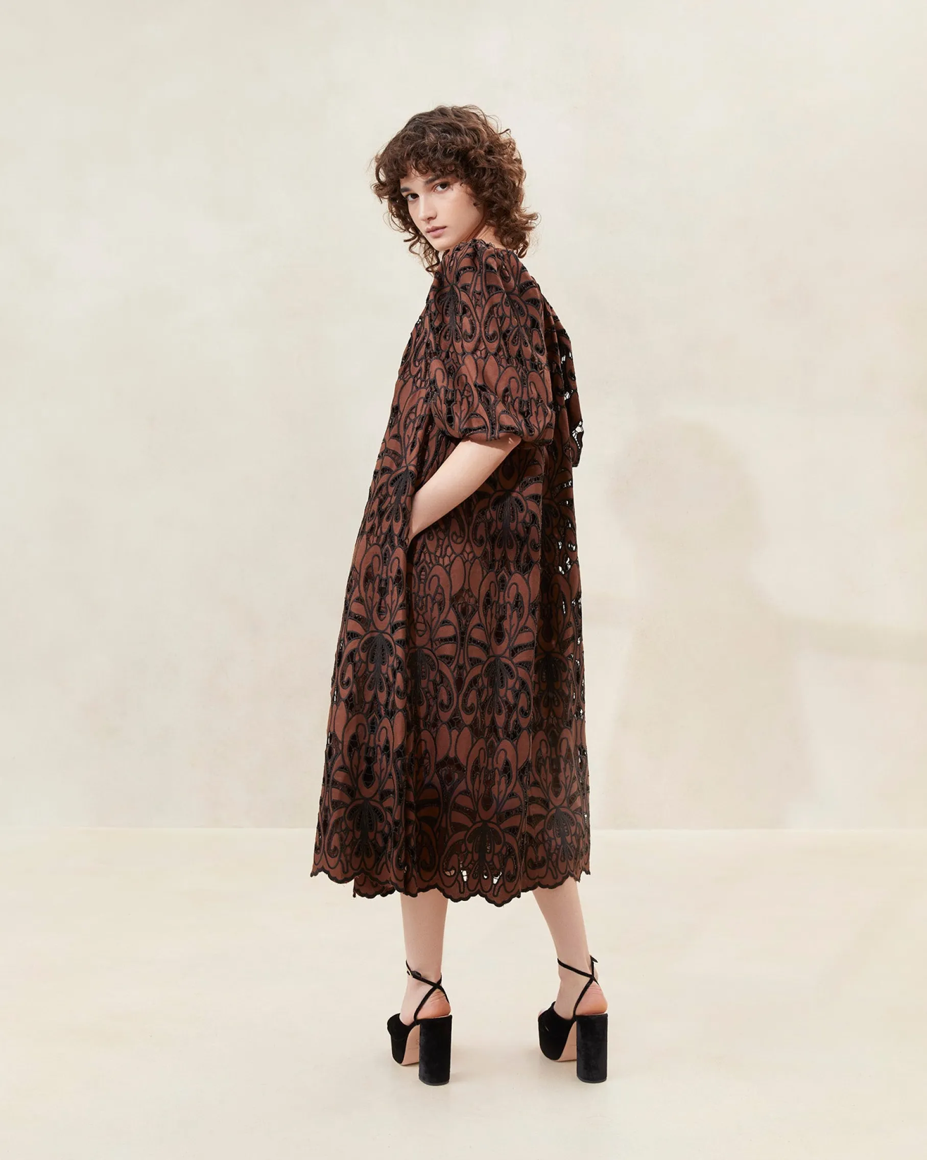Mimi Blue Puff-Sleeve Dress