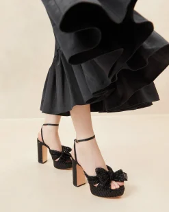 Natalia Blue Floral Bow Heel