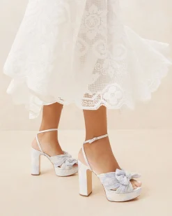 Natalia Blue Floral Bow Heel