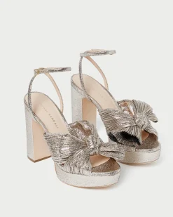 Natalia Champagne Platform Bow Heel