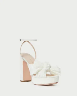 Natalia White Lace Bow Heel
