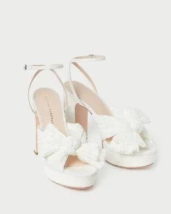 Natalia White Lace Bow Heel