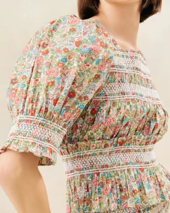 Nicola Cream Floral Cinched Blouse