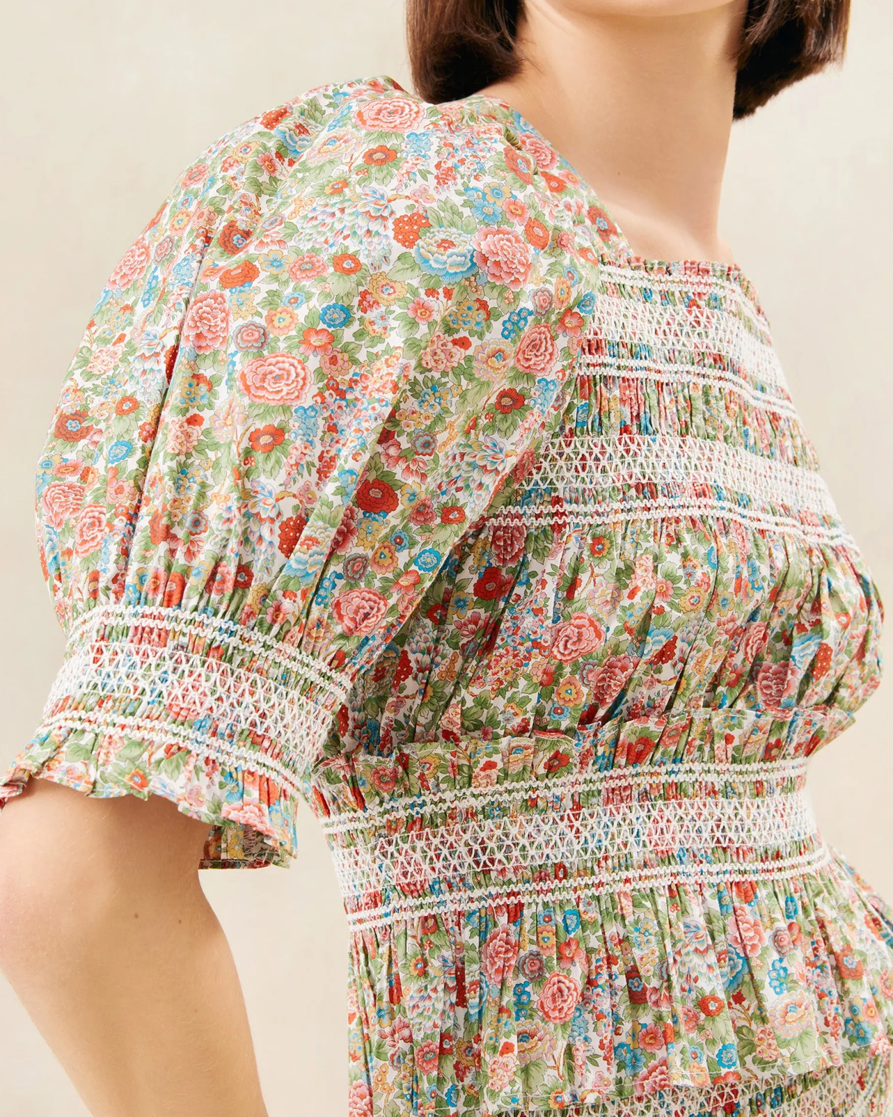 Nicola Red Floral Cinched Blouse
