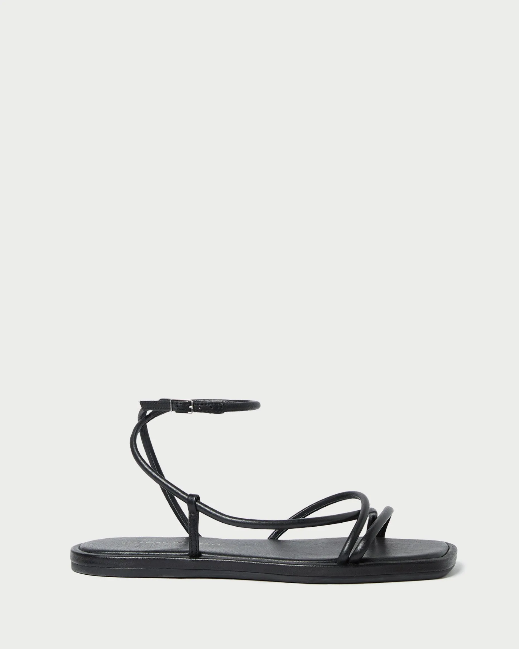 Noor Black Leather Flat Sandal