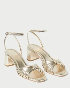 Olivia Champagne Knot Mid-Heel Sandal