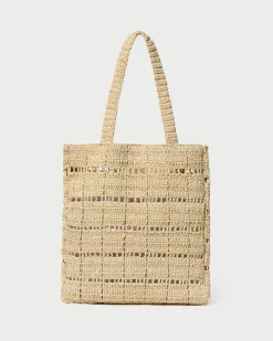 Orion Blue/White Raffia Tote