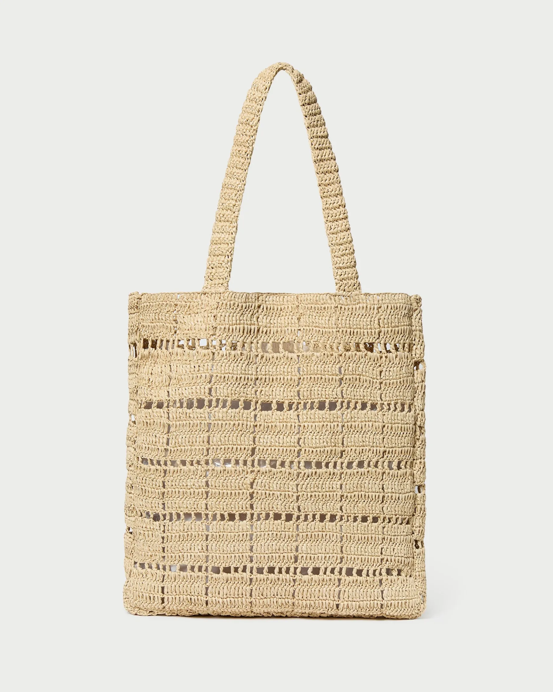 Orion Blue/White Raffia Tote