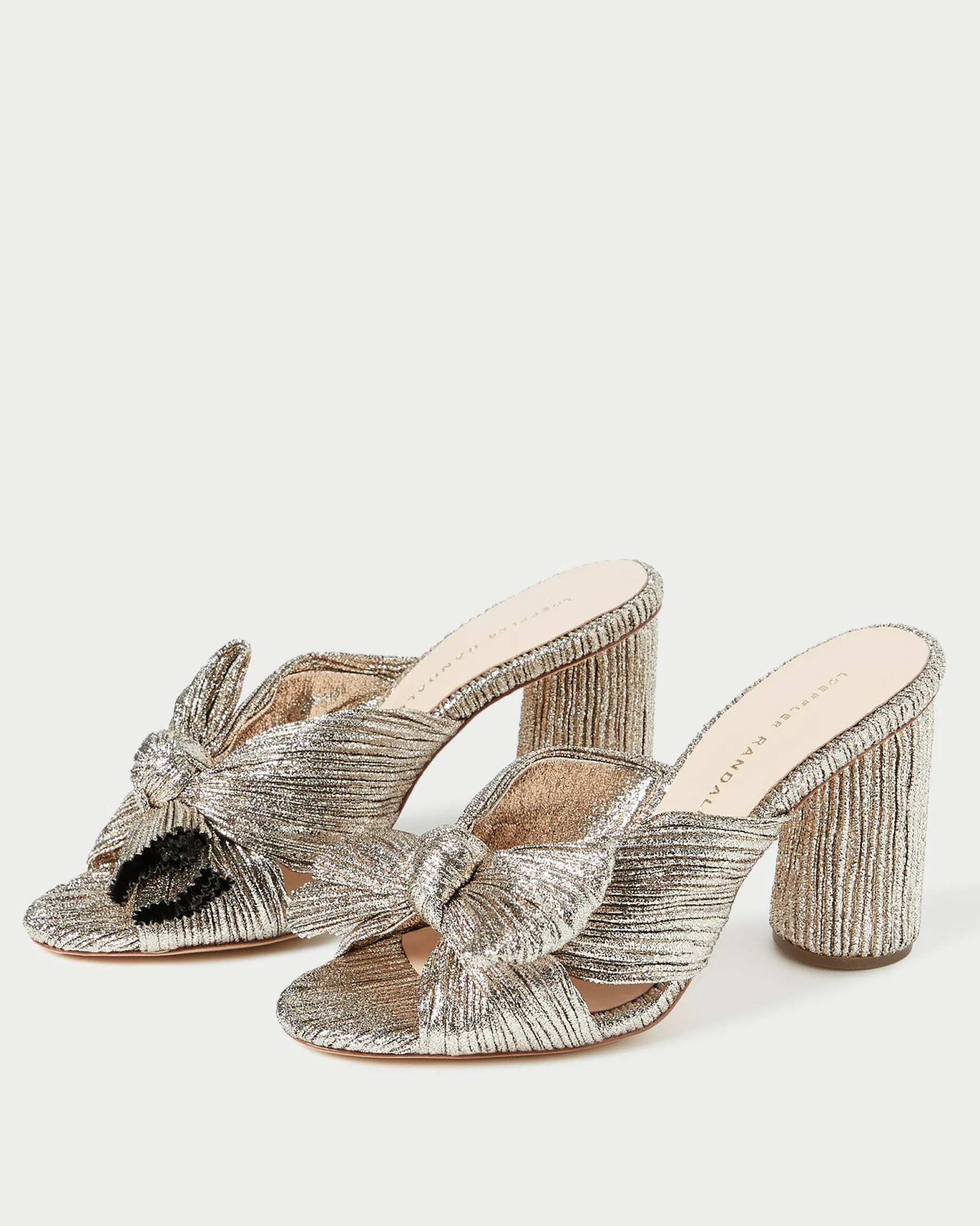 Penny Champagne Pleated Bow Heel