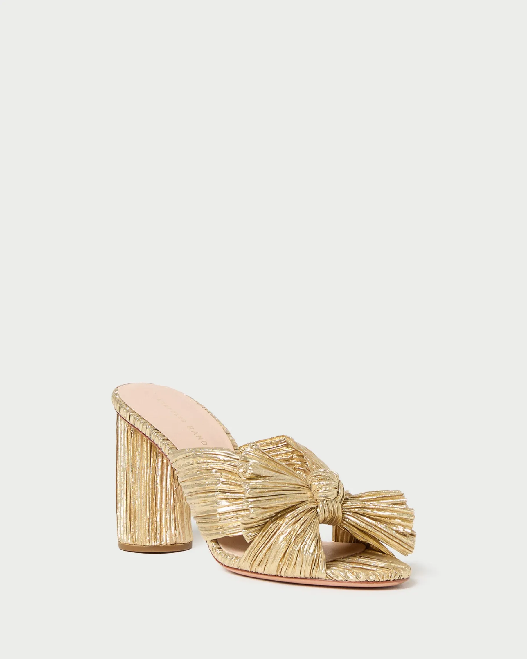 Penny Gold Pleated Bow Heel