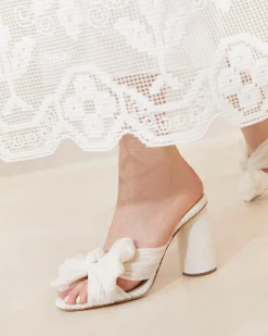 Penny Gold Pleated Bow Heel