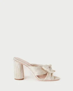 Penny Gold Pleated Bow Heel