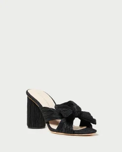 Penny Gold Pleated Bow Heel