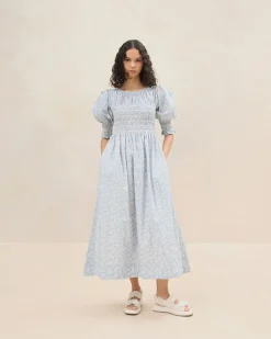 Quinn Blue Floral Cinched Dress