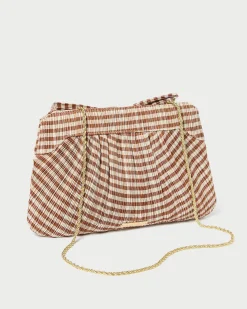 Rayne Brown Gingham Bow Clutch
