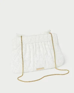 Rayne White Lace Bow Clutch