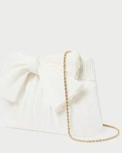 Rayne White Pleated Bow Clutch