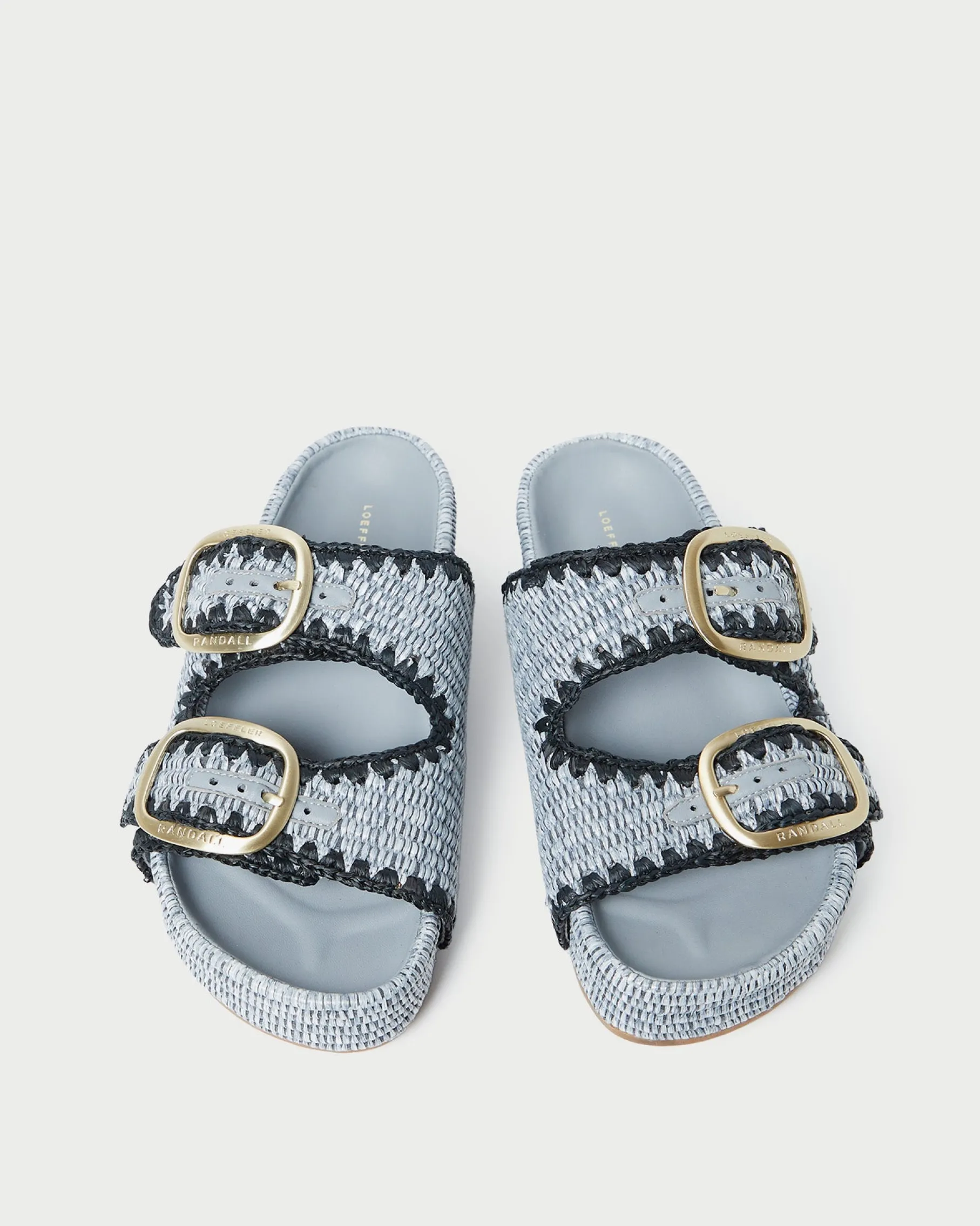 Theo Blue Raffia Footbed Sandal